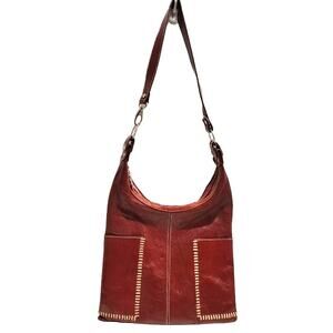 VTG Cristina Leizzarrague Crossbody Leather Bag Women's Boho Red Medium